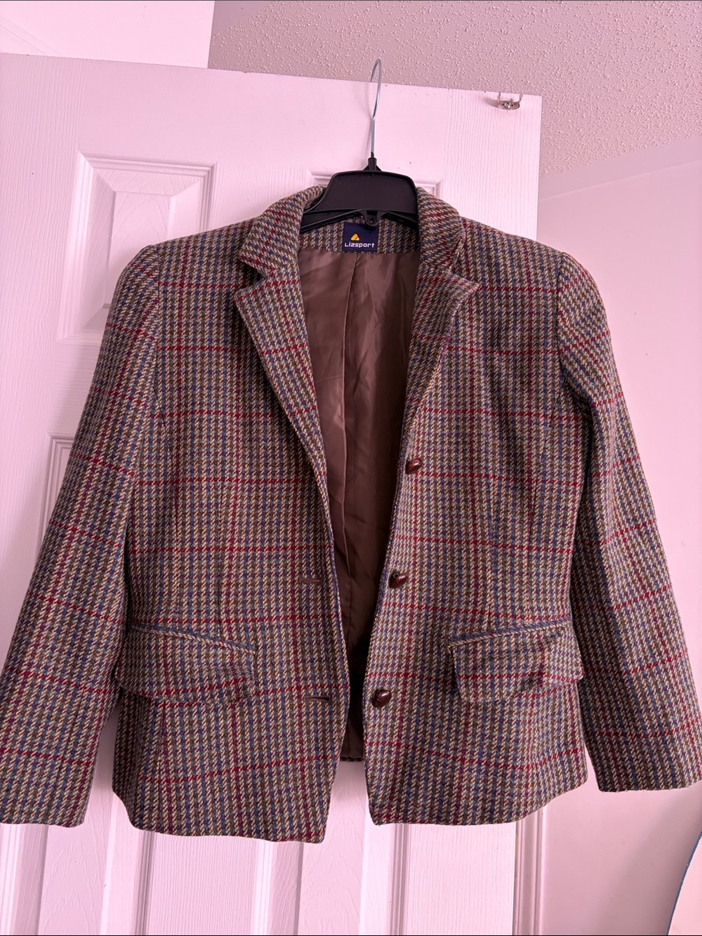Lizsport Multicolor Houndstooth Wool-Blend Sport Coat - Brown Lining